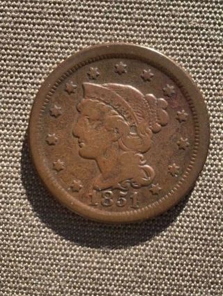 Rare 1851,  51 Over 81 Large Cent