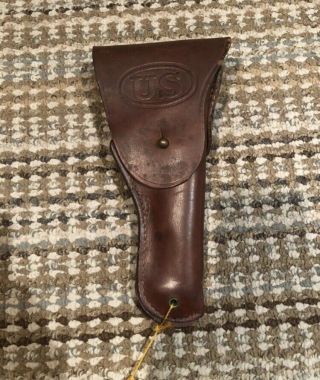 Rare Warren Leather Goods Ww2 U.  S.  Military M1916 Leather M1911 Holster 45 Auto