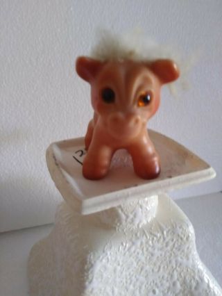 Vintage Horse Troll Doll With Tail 1964 3 " White Hair Brown Eyes Dam Things Rare
