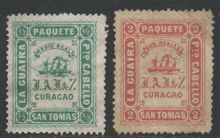 Venezuela 1876 St.  Thomas La Guaira Local Ship Post,  Perf.  15,  Rare