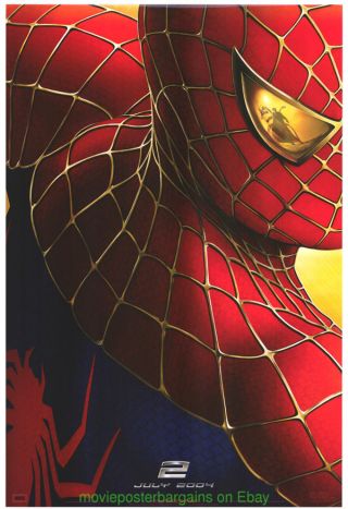 Spider - Man 2 Movie Poster Ds 27x40 Rare 1st Advance Style Spiderman