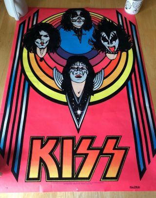 Rare 1976 Kiss Blacklight Poster Aucoin