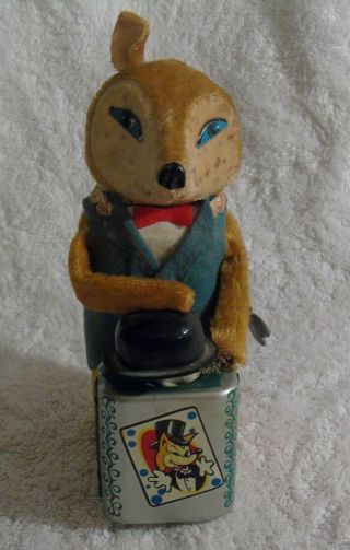 Fox Magician Tin Litho Wind Up Toy Japan With Flaws Rare