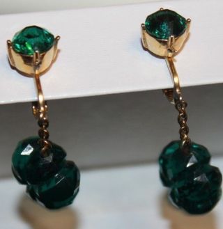 AND RARE STYLE CROWN TRIFARI SIGNED 2 INCH DANGLE CLIP ON EARRINGS 2
