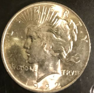 Silver Dollar $1 Usa Rare Coin Key Date 1922 P Bu Gem Unc/ms,  Us