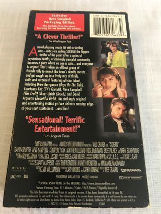 Scream (VHS,  1997) Neve Campbell RARE Cover Blue Wes Craven 4