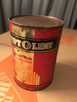 Antique 1930’s Thrift O Lene Motor Oil Can Rare 2000 Miles Can Metal