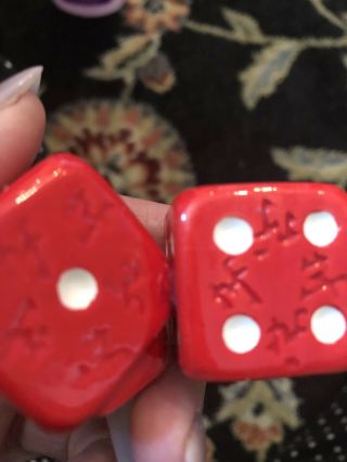 Nora Fleming Rare & Retired Two Dice Red & White 3