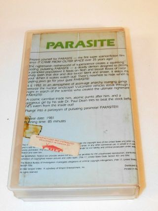 PARASITE Wizard Video RARE OOP VHS horror gore Grindhouse Demi Moore 2