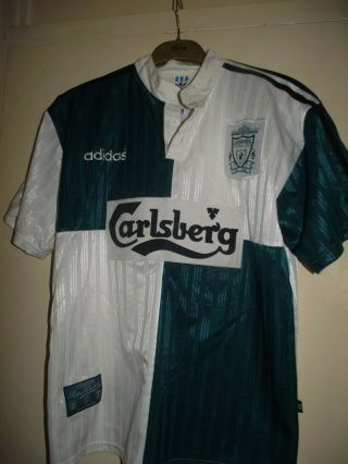 Liverpool Adidas 1990s Rare Carlsberg Football Shirt Large Good Cond