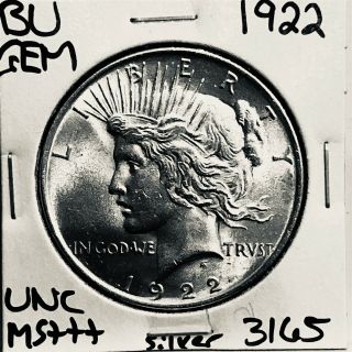 1922 P Bu Gem Peace Silver Dollar Unc Ms,  U.  S.  Rare Coin 3165