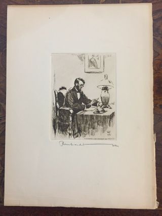 Rare Signed Etching Of Lincoln By Artist Bernhardt Wall