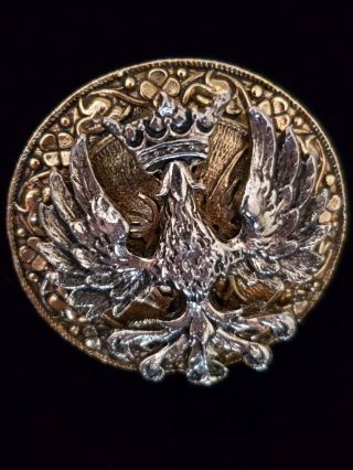 Rare Vtg Sz 3 Ring Signed Art Heraldic Cosplay Phoenix Crown Gold Tn 1 3/8” Dia