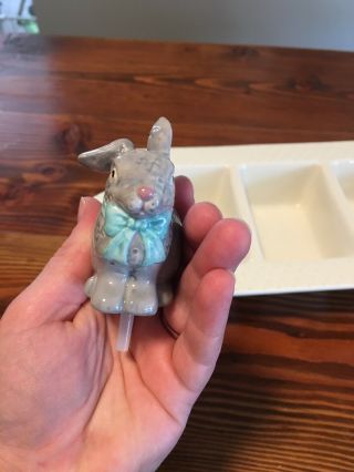 Nora Fleming Retired Rare Bunny with Blue Scarf 4