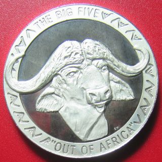 2002 Uganda 5000 Shillings Silver Proof Buffalo Head Deep Cameo " Big Five " Rare