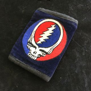 (b59) Vintage " The Grateful Dead " Soft Cloth Embroidered Wallet With Velcro Rare