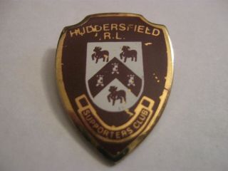 Rare Old Huddersfield Rugby League Football Club Shield Metal Brooch Pin Badge
