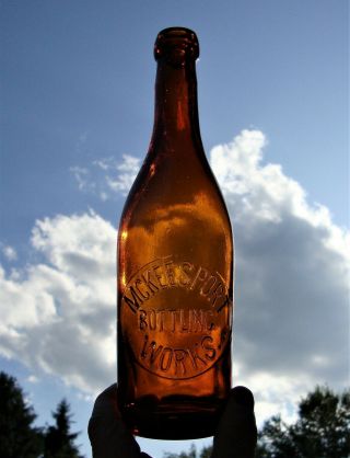 Rare Pint Amber Mckeesport Bottling Pennsylvania Blob Top Beer Bottle