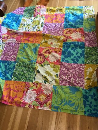 Rare " The Company Store " Lined Cotton Patchwork Quilt Floral Shower Curtain 72 "