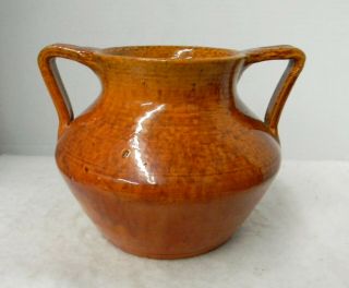 Ex Rare J.  B.  Cole 2 Handle Nc Pottery Chrome Red Vase,  20 