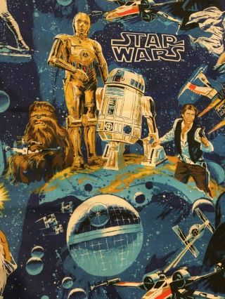 Vintage Star Wars Bibb Twin Bedding Flat Sheet Rare Made Usa Vg