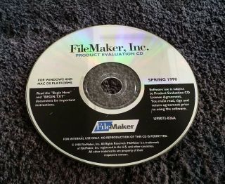1998 Rare Filemaker - Evaluation Disc For Mac/windows U98073 - 026a - From Tx.