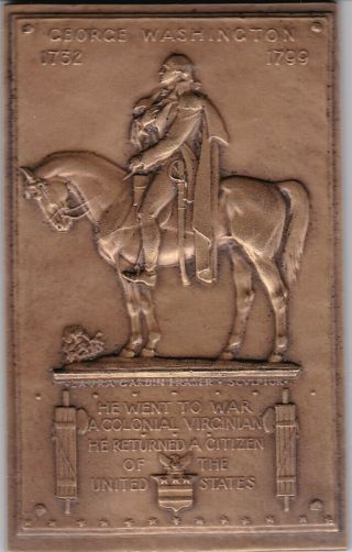 Rare And Attractive George Washington Bronze Plaque By Laura Gardin Fraser