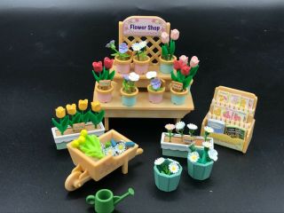Calico Critters Sylvanian Families Village Flower Stall Rare Htf Retired