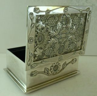 Vintage Art Nouveau Silver Plate Rose Flower Jewellery Trinket Box Mirror Rare