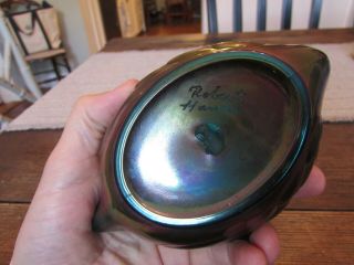 Rare Robert Hansen Signed Carnival Iridescent Art Glass Swan Bowl Dish 8