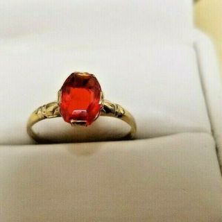 Vintage Simulated Ruby Ring Very Old 10k Gold Sz 6 Rare Estate Find.  9 G Unique