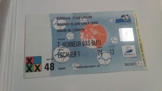 World Cup France 1998,  Argentina V Croatia,  Press Ticket,  Rare