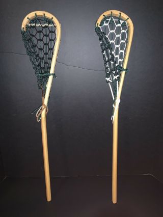 X2 Rare Patterson Tuscarora Wood Lacrosse Sticks Mini Little 24” Hand Made Stick