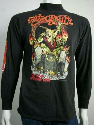 Rare Aerosmith Voodoo Medicine Man Long Sleeve T - Shirt 1990 Men 