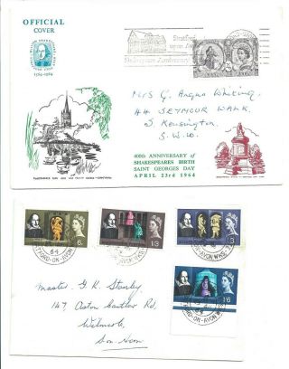 1964 Shakespear Very Rare Slogan On 2/6 Stamp And Stratford Cds On Plain Cover