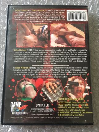 Video Violence 1 & 2 Rare OOP DVD Camp Motion Pictures 2