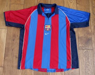 Vintage Barcelona Home Football Shirt 01 - 02 Nike Rare Mens Xl