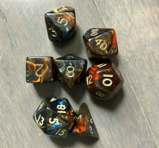 Crystal Caste Magma Amber 7 - Piece Polyhedral Dice Set; Rare,  Vhtf Oop