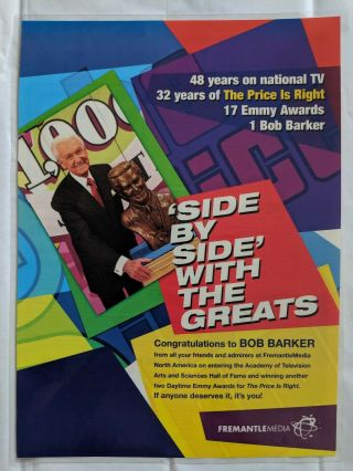 Rare Bob Barker The Price Is Right 2004 Variety Emmy Television Hall Of Fame Ad