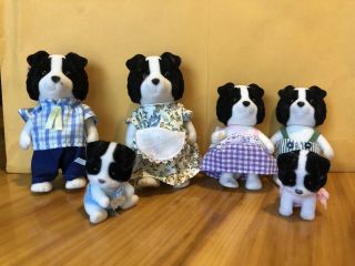 Rare Calico Critters Sylvanian Families Dog Set Border Collie With Babies
