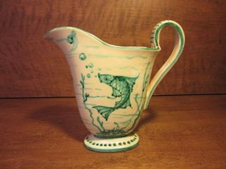 Antique Vintage Rare Footed Pitcher Hand Painted Signed 17 26 msd Made Italy 2