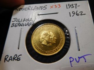 X33 Netherlands 1937 - 1962 Gold Juliana / Bernhard 4g 0.  900 Fine Rare