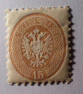 Italian states lombardy venetia RARE 1864 15s €2000 gum. 5