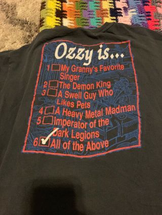 Vintage Rare Ozzy Osbourne Ozzy Is Shirt XL Tour Concert 1988 7