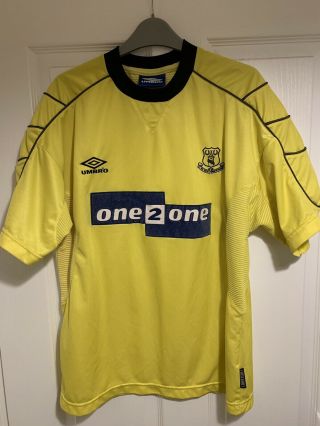 1999/2000 Everton Away Football Shirt Umbro One2one Medium Mens Rare Vintage