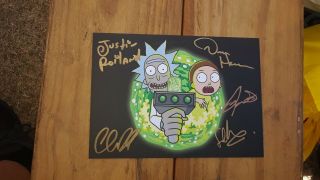 Rare Sdcc 2019 Adult Swim Rick And & Morty Cast Signed Postcard W Photo Proof