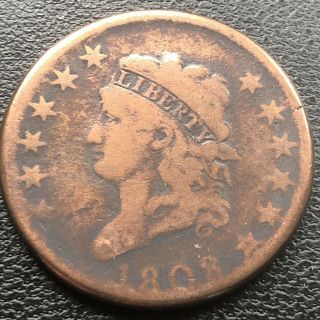 1808 Large Cent Classic Head One Cent 1c Rare Better Grade Cleaned 18466