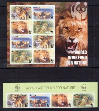 Rare Imperf - Ghana Wwf Lions On Stamsps Sg 3432 - 3435 - Mnh Ae