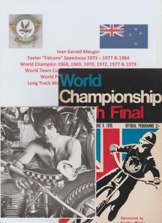 Ivan Mauger Speedway 6 X World Champion Rare Autographed Picture,  Programme