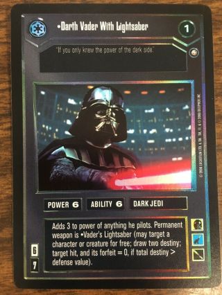 Star Wars Ccg Reflections 2 Ii Darth Vader With Lightsaber Rare Foil Card